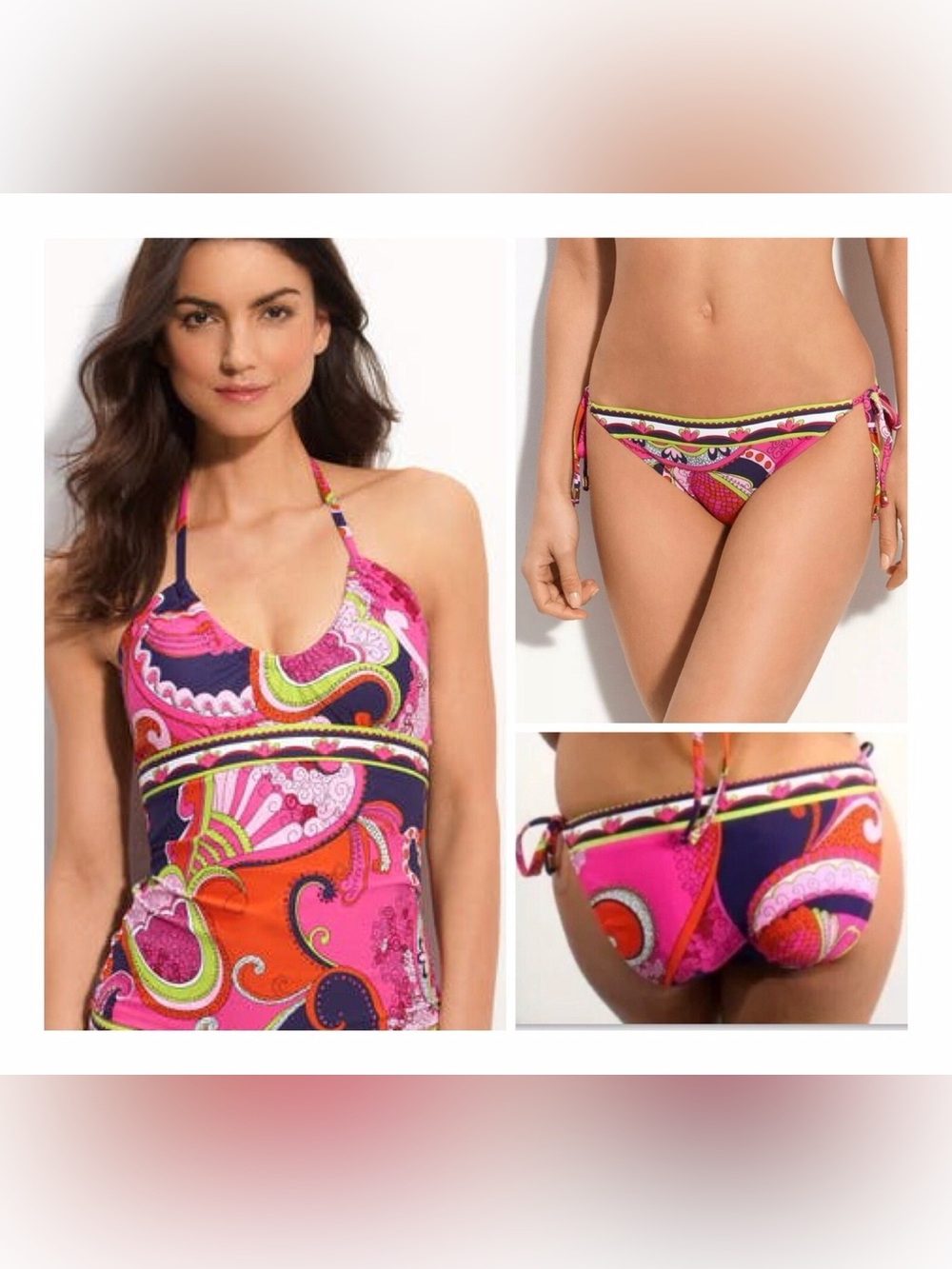 Trina Turk French Riviera Halter Tankini Swimsuit Set Sz 10
